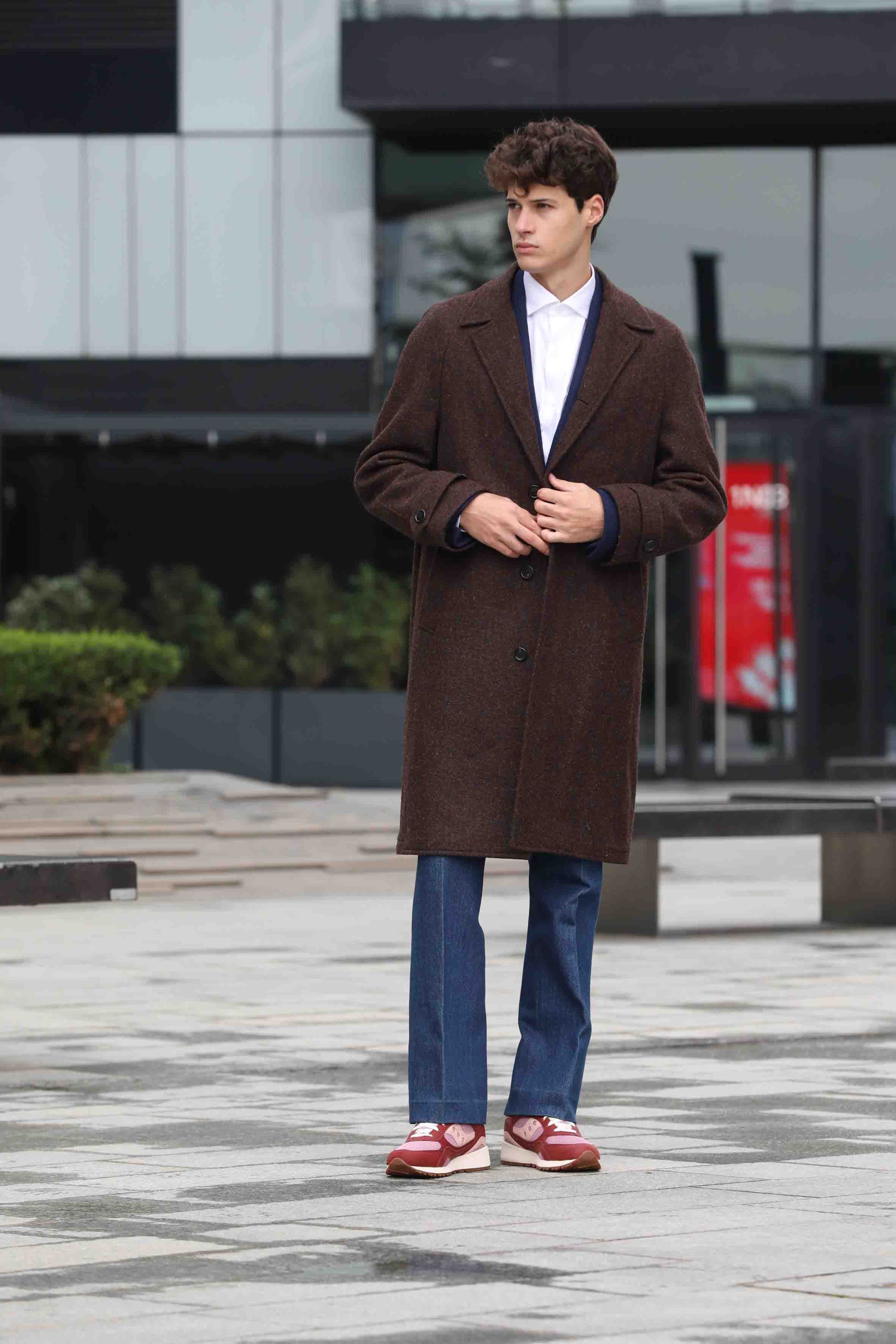 Street Style View - Spitfire Rust Raglan Overcoat Eduardo De Simone