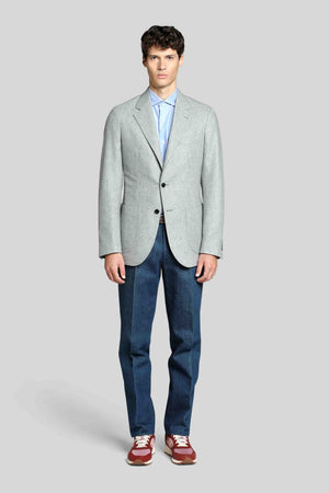 Figura intera - Zero Light Grey Woollen Flannel Jacket Eduardo De Simone