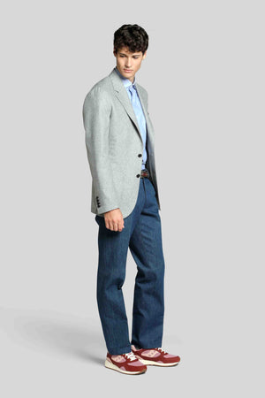 Figura intera (di lato) - Zero Light Grey Woollen Flannel Jacket Eduardo De Simone