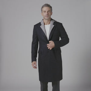 Videoclip of Rafale Blue Pattern Overcoat
