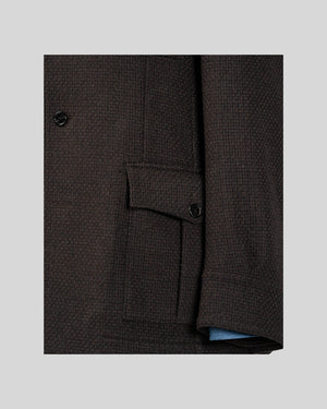 Bellow pocket and sleeve details of A-Type Brown Wool Safari Jacket