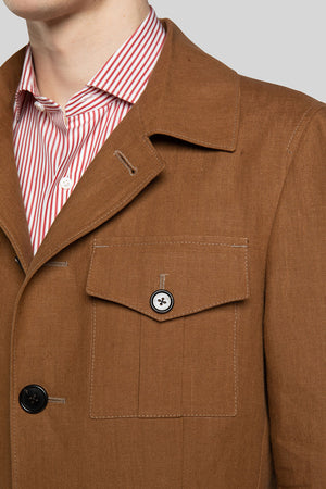 Shoulder, collar and pocket details of A-Type Tobacco Safari Jacket