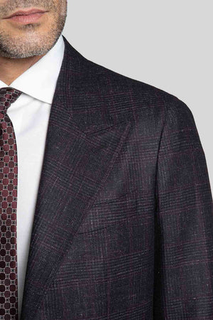Lapel Details of Ardito Dark Brown Glencheck suit