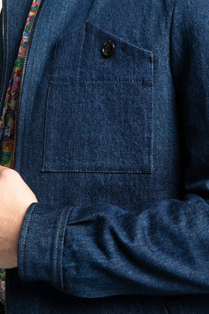Chest pocket's detail of Kaizen Harrington Denim Jacket