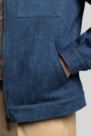 Front pocket's detail of Kaizen Harrington Denim Jacket