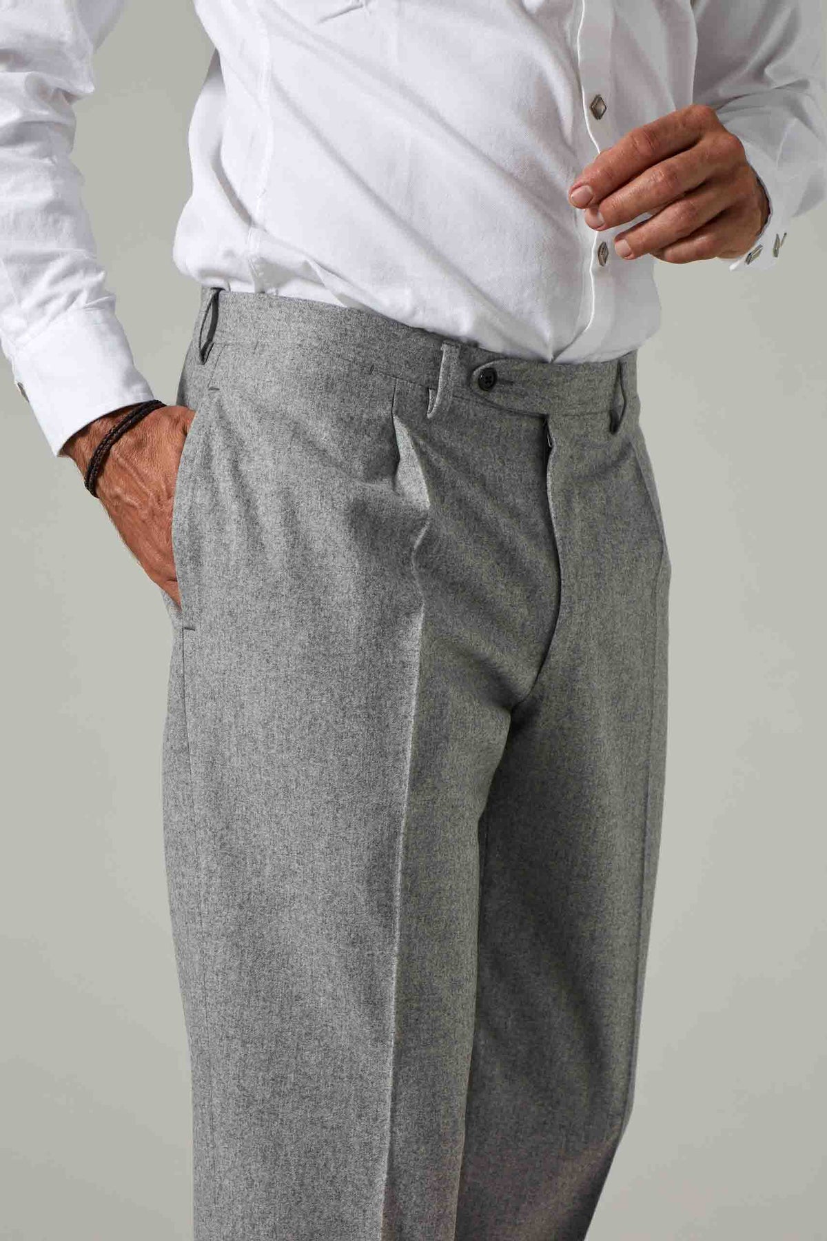 Solid High Waist Flannel Trousers  Light Grey only 52 left  Granqvist   Ties shirts and accessories