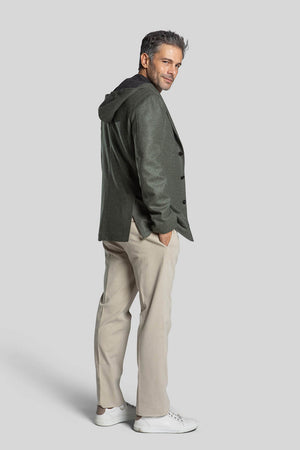 Back view of Nimitz Green Flannel Hoodie Jacket