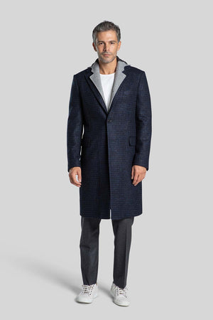 Front view of Rafale Blue Pattern Overcoat
