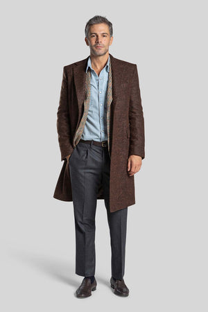 Front view of Rafale Brown Overcoat