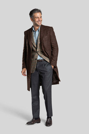 Front view of Rafale Brown Overcoat
