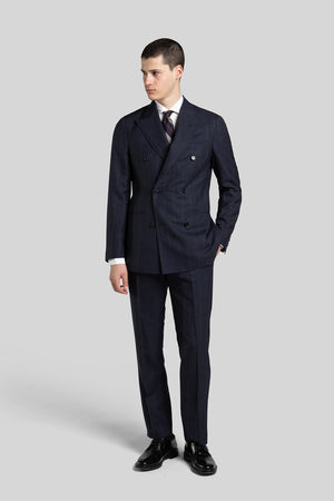 Yamato Pinstripe Navy Suit Front