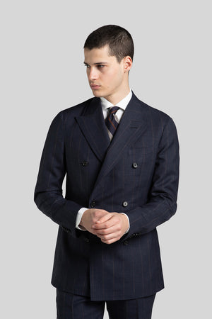 Yamato Pinstripe Navy Suit Front