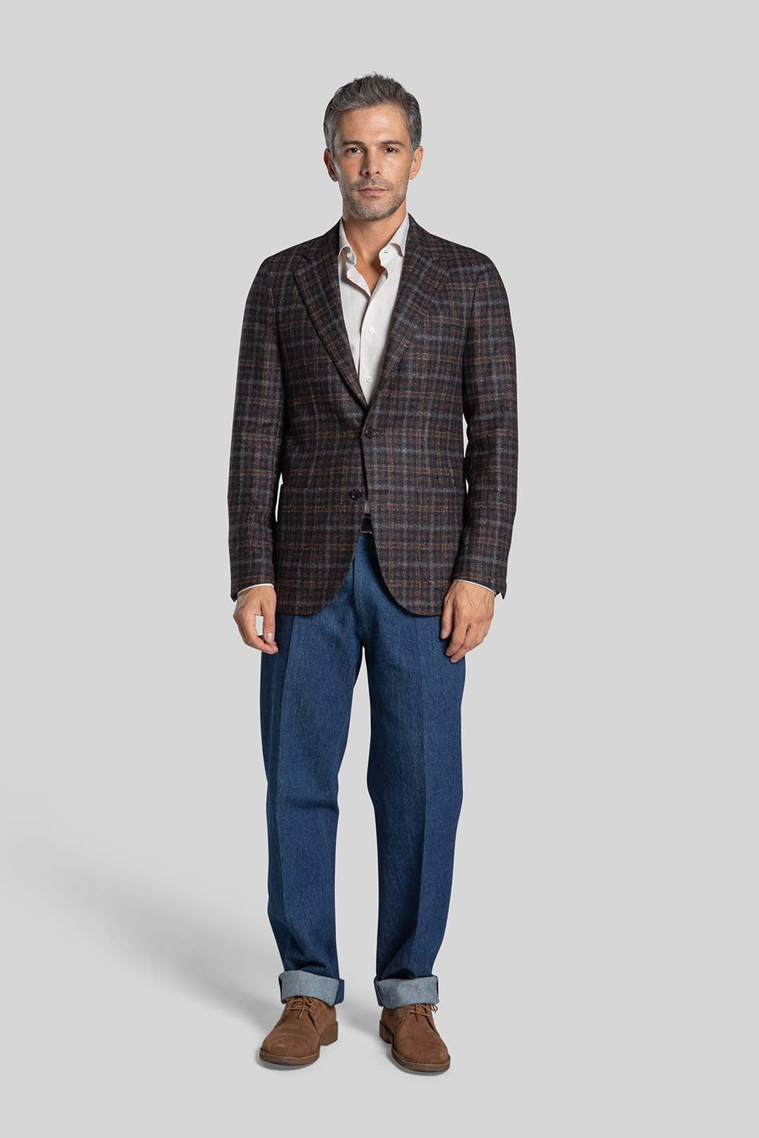 Zero Overcheck Brown & Grey Jacket - Eduardo De Simone - Eduardo