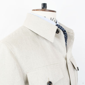 A-Type Irish linen Jacket collar details - eduardo de simone