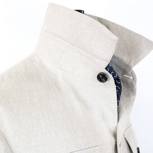 A-Type Irish linen Jacket collar up details - eduardo de simone